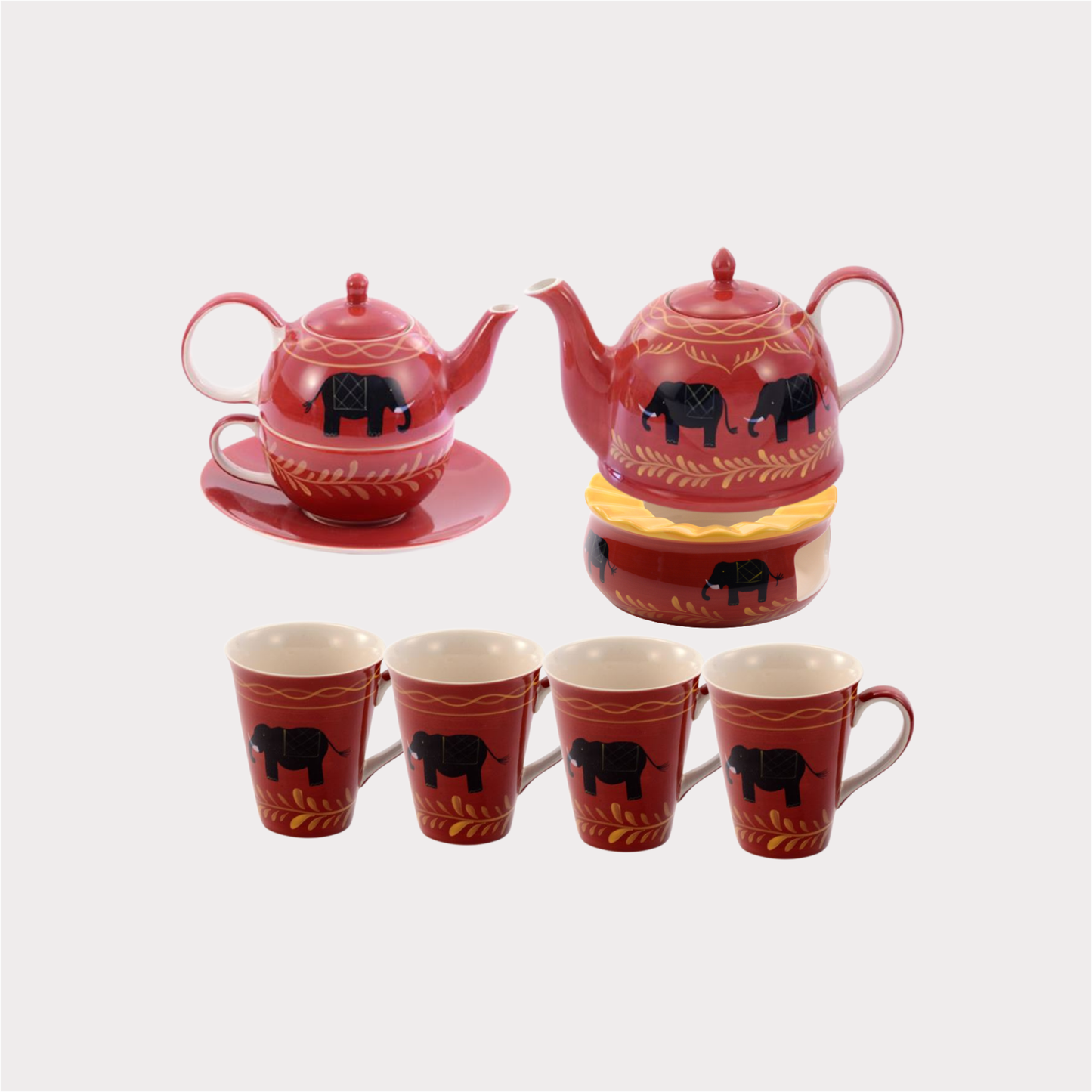 Tea for one Set "Benares" Keramik, 4-teilig Kanne: 0,4 l, Tasse: 0,2 l